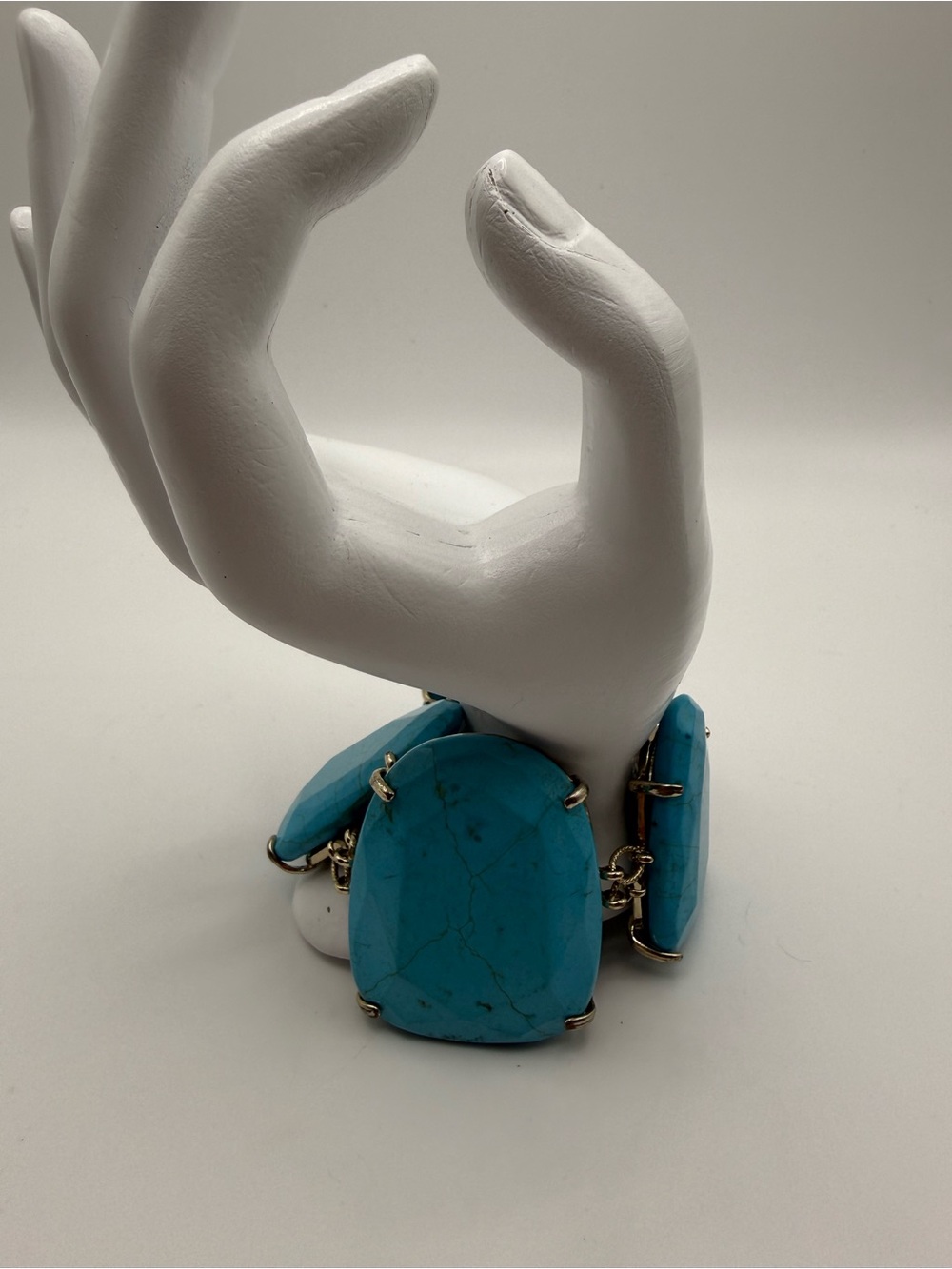 Oversized Turquoise Look Stone Statement Bracelet Chunky Link Bracelet 7”